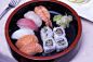 寿司,水平画幅,生食,海产,组物体,日本人,肉,生鱼片,日本食品,鱼类