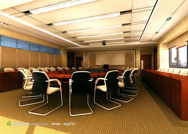 现代创意培训厅大型会议室精美装修3D模型...