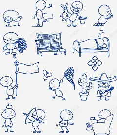 有趣圆珠笔简笔画 免抠png 设计图片 免费下载 页面网页 平面电商 创意素材