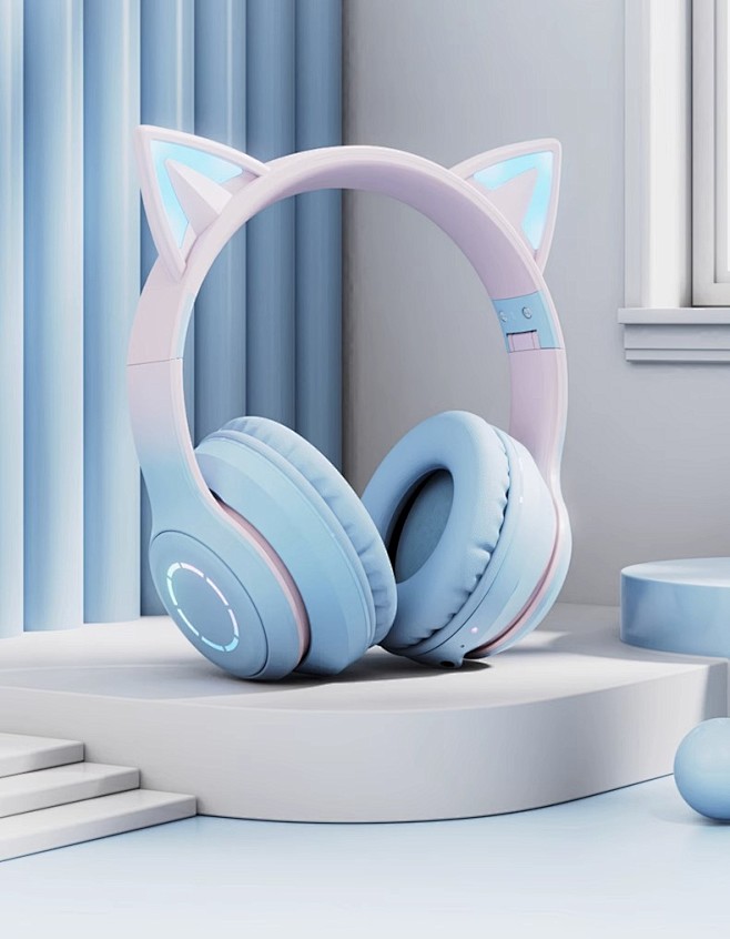 适用Sony索尼头戴式蓝牙耳机无线可爱猫...