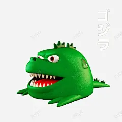 绿身尖尾巴红舌头卡通手绘高清素材 尖尾巴 白牙 红舌头 绿身 免抠png 设计图片 免费下载
