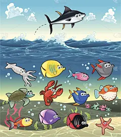 海底搞笑鱼家族。