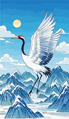 仙鹤丹顶鹤矢量图形插画元素