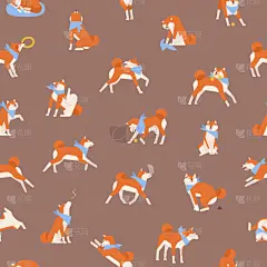 秋田,友谊,四方连续纹样,可爱的,纯种犬,纺织品,壁纸,坐,站