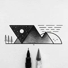 山 • 云  黑白简约手绘创意 | Al Stocker ​​​​