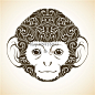 矢量设计素材 彩色花纹图案猩猩卡通可爱动物头像 EPS格式-淘宝网