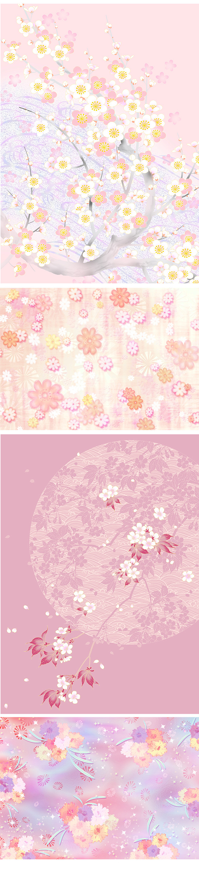 日本日系传统浅色系经典特色粉色樱花底纹纹...