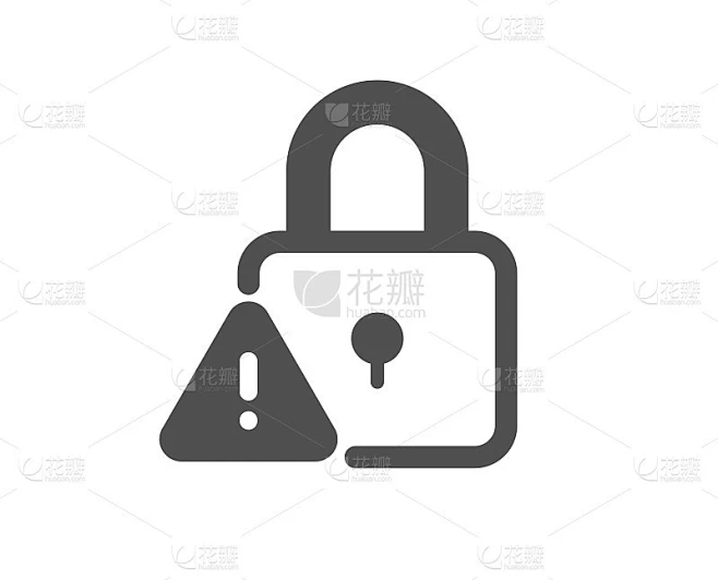 锁定图标。挂锁警告标志。向量素材-花瓣网