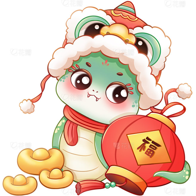 蛇年春节国潮风拟人青蛇元素