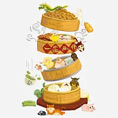 手绘可爱港式早茶png免抠素材_新图网 https://ixintu.com 手绘 可爱 港式 早茶 茶点 电信 包子 烧麦