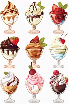 AI数字艺术手绘冰淇淋甜品插画