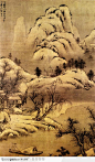 山水国画-冬日渡船图