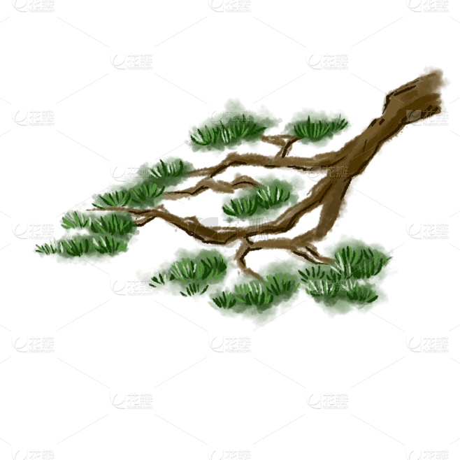 手绘-重阳节-水墨重阳节-青松