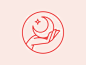 Knead Massage Practice (Part.I) therapy massage hands canada star moon hand pink red patch typography branding badge icon vector logo 2d flat illustration design