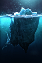 Caustic Icebergs : Following a project for a client, which involved an iceberg, I wanted to create a series on this theme. I used Acropora ("a procedural voxel modeler" from Voxelogic) to generate several icebergs starting from the same base and