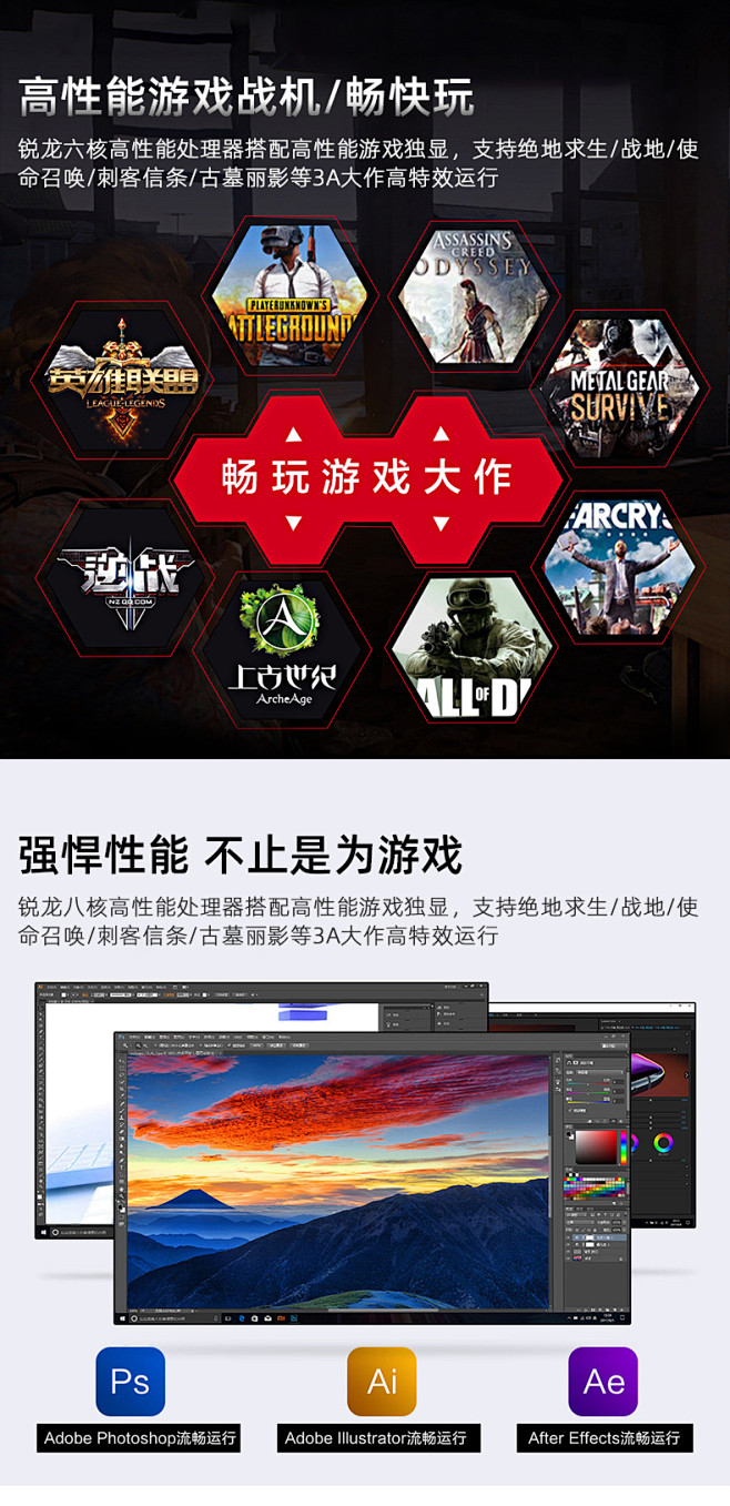 AMD八核锐龙R7 2700/RX580...