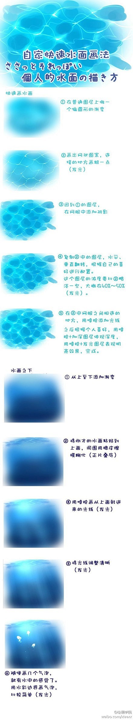 #午安# 快速画水面的方法，还等什么快点...