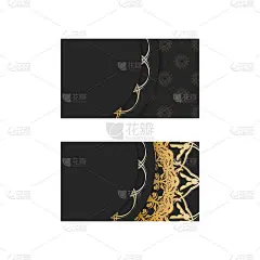 名片在黑色与曼荼罗黄金装饰您的接触。