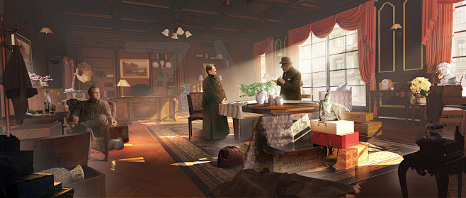 2019年参加朱峰电影场景设计培训作品民国上海走私酒吧二楼通过文字