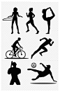 黑色运动跑步瑜伽足球自行车图标免扣元素