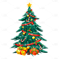 圣诞节扁平肌理插画-圣诞树
