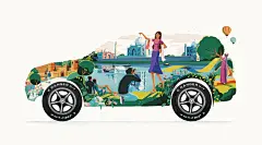 Indian travel JK Tyres旅行场景插画-古田路9号-品牌创意/版权保护平台