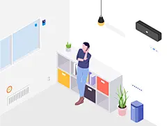 4个智能家居场景的等距插画素材（4） - 25学堂 : 4个智能家居场景的等距插画素材，通过集成器，语音控制，手势控制，移动app控制室内的智能设备，所有元素都是100％矢量，···