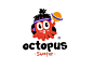 cartoon logo octopus branding design icon illustration ip logo vector 动物 卡通