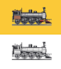 复古蒸汽机火车头插画矢量图设计素材