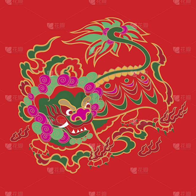中国绣花狮子纹