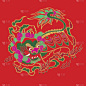 中国绣花狮子纹