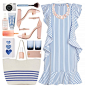 A fashion look from July 2016 featuring stripe dress, Steve Madden and beach tote. Browse and shop related looks.