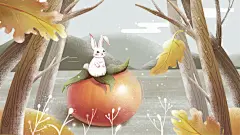 柿饼柿子霜降24节气设计主题插画图片