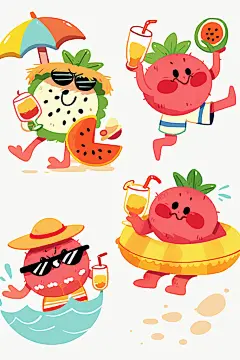 可爱水果元素插画