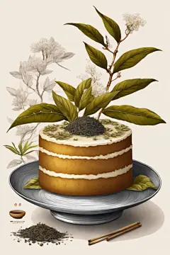 清新手绘芬芳馥郁的茶叶图片插画