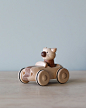 Wooden Animal Pull-Back Car