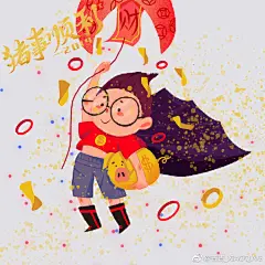 钟钟插画板绘插了个画#初五迎财神# 我们家的超人～生日快乐♪٩(´ω`)و♪生日快乐#全民拜年# ​​​​