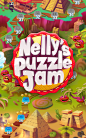 Nelly's Puzzle Jam - Logo & UI Elements : Logo and main UI elements for a mobile 'Match 3' game;Fonts used: Big Bottom Cartoon, Londrina;© 2014 Action Games Lab S.A. - Nelly's Puzzle Jam;