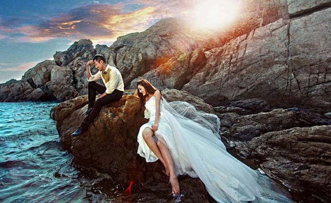 唯美的海边婚纱照 - 唯美的海边婚纱照婚...