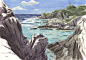 Watercolor Sketches in Okinawa by Olivier : Olivier drew these sketches on location in march 2010 in Okinawa.