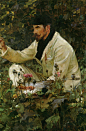 023-Shannon,_Hitchcock詹姆斯·杰布萨·香农-James Jebusa Shannon-（1862- 1923）这位英裔美国学院派古典艺术家，但与传统的学院派相比，他用粗狂随意的笔法精确地表达了质感，画家以其卓越的肖像画技艺，在艺术领域留下了浓墨重彩的一笔。他的作品融合了写实主义和印象主义的元素，具有独特的艺术风格和深刻的内涵。他是新英国艺术俱乐部成员的首批成员之一，是皇家肖像画家协会的创始人之一。