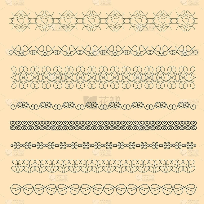 Black borders patterned strip for design.素材-花瓣网