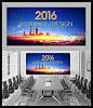 蓝色科技动感城市建设会议背景板