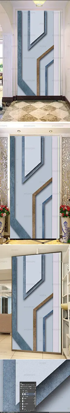 3D立体几何图形玄关装饰画