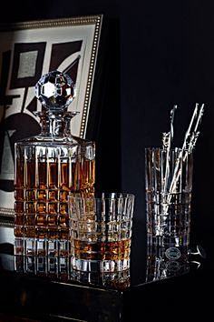 Plaid decanter, doub...