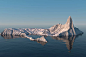 海面上的冰川小岛 三维渲染图片