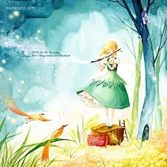 In-young Choi?一组非常情绪的手绘插画,清淡的，漫漫的，?水彩色。更多水彩色，可以参阅以下文章《?流动的水彩色Lawrence Yang作品欣赏》《?30张色彩缤纷的水彩画欣赏》《?万圣节#采集大赛#