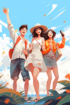 AI数字艺术学生青年节扁平风插画