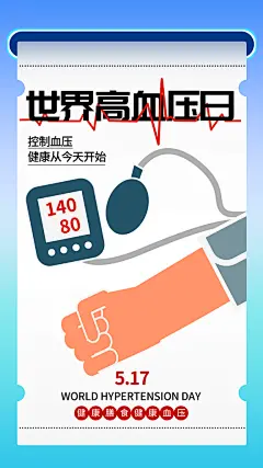 世界高血压日心脏健康体检科普海报