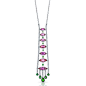 7 Marquee Cut Pink Topaz surrounded by Diamonds and Tsavorite, this one of  a kind, AGTA Spectrum Award winning necklace will add a subtle pop of color.